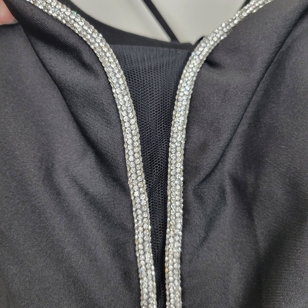 NWT B. Darlin Juniors Rhinestone-Trim Lace-Up-Back Gown in Black Size 15/16 - Picture 9 of 14